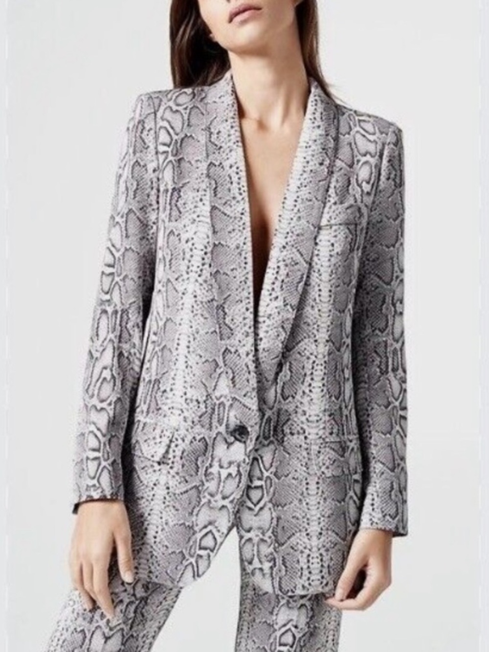 NWT SMYTHE Snake-Print Blazer in Light Gray